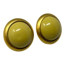 Joan Rivers Earrings Chunky Cabochon Vintage Egg Yolk Yello Gold Tone Domed Bold - £21.12 GBP