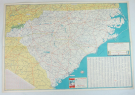 Vintage 1940 ESSO Road Map North Carolina &amp; South Carolina Travel Advertise RARE - £15.97 GBP