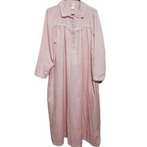 Vtg Go Softly Sleepwear Large Long Nightgown House Dress Slits Lace Trim... - £23.69 GBP