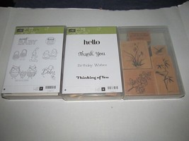 Lot of 3 Wooden Stampin&#39; Up Sets -Baby We&#39;re Grown, Four You, Asian Arti... - $32.73