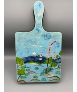 Vtg Hand Painted Cutting Board Mount Fuji Ceramic Japan Wall Decor - $242.96 MXN