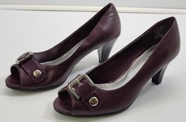 *M) Jaclyn Smith Women&#39;s Burgundy Jacey Dress Pump Heel Open Toe Shoes S... - $9.89