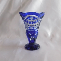 Blue Cut to Clear Vase 5.50” # 22185 - $34.95