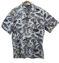 Ralph Lauren Clayton Shirt Mens Large Hawaiian Camp Aloha Sailing Blue Gray - $112.86