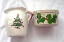  RRP Co. Roseville USA Small Christmas Crock Pottery  and Christmas Pitcher - £19.97 GBP