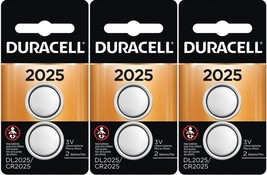 6 Duracell CR2025 3 Volt Lithium Batteries ECR2025 CR 2025 DL2025 - £9.34 GBP