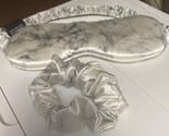 Slip Pure Silk + Eye Mask, White Marble With Large Slip Hair Scrunchies Tie - £36.00 GBP