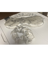 Slip Pure Silk + Eye Mask, White Marble With Large Slip Hair Scrunchies Tie - £35.80 GBP