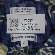 Pierre Cardin Shirt Mens XL Blue Button Front Sea Shells Short Sleeve Hawaiian - £20.55 GBP