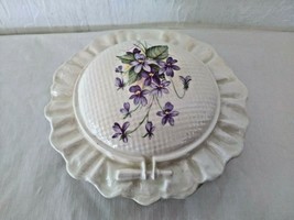Keepsake Bowl with Lid - Ceramic Powder/Makeup Flowers on Lid - Ann Harkus  - $16.87