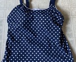 new no tags  Lands End blue polka dot round Neck Tankini Top Size 8 soft... - $29.03