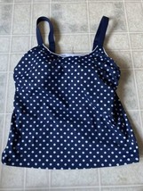new no tags  Lands End blue polka dot round Neck Tankini Top Size 8 soft... - $29.03