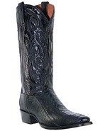 Vtg Dan Post Cowboy Seattle Ostrich Leg Black Western Boots DP26627 Size 9 - €151,54 EUR
