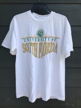 VTG USF Bulls Shirt University Of South Florida Single Stitch L White USA Made - £18.97 GBP