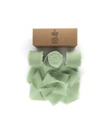 3 Rolls Handmade Fringe Chiffon Silk Ribbon 1.5&quot; X 7Yd Sage Green Ribbon... - £21.67 GBP