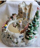 PartyLite Snowbell Candle Holder P7651 Snowman Motion Musical Skating Rink - $39.99