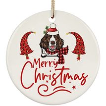 hdhshop24 Merry Christmas English Springer Dog Circle Ornament Gift Pine... - £15.53 GBP