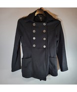 Mossimo Peacoat Womens Medium Double Breasted Black With Pockets - $18.98