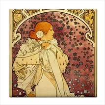Lady Of The Camellias Ceramic Tile Art Nouveau Alphonse Mucha Back Splash - £11.98 GBP