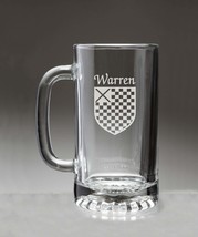 Warren Irish Coat of Arms Glass Beer Mug (Sand Etched) - $27.72