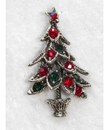 Antiqued Silver Christmas Tree Brooch Vintage Style - £9.51 GBP