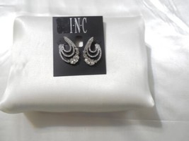 INC 1-1/4&quot; Silver-Tone Jeweled Crystal Hoop Earrings B2001 - £11.40 GBP