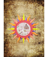 Round Sun Mirror - Makeup Mirror- Colored Resin Art Deco Style Gift Idea - $68.00