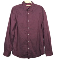 Perry Ellis Axist Men&#39;s Size Med Wine Stretch Button Up Dress Shirt Long... - £19.65 GBP