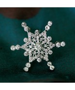 Rhinestone Snowflake Christmas Pin,  Crystal Snowflake Brooch Jewelry Gift  - £16.42 GBP