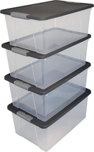 HOMZ 15 Quart Clear Plastic Stackable Storage Container Organizer Bin wi... - $65.42