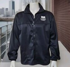 Mens US Olympic Committee Track Jacket Black Sz XL Full Zip Made In USA ... - $18.22