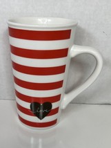 Starbucks 2017 Peppermint Stripe LOVE Tall Coffee Cup Mug: 16 oz. Red White - £8.88 GBP