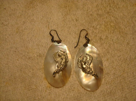 .925 Sterling Silver Real Sea Shell Dangling Earrings - £19.94 GBP