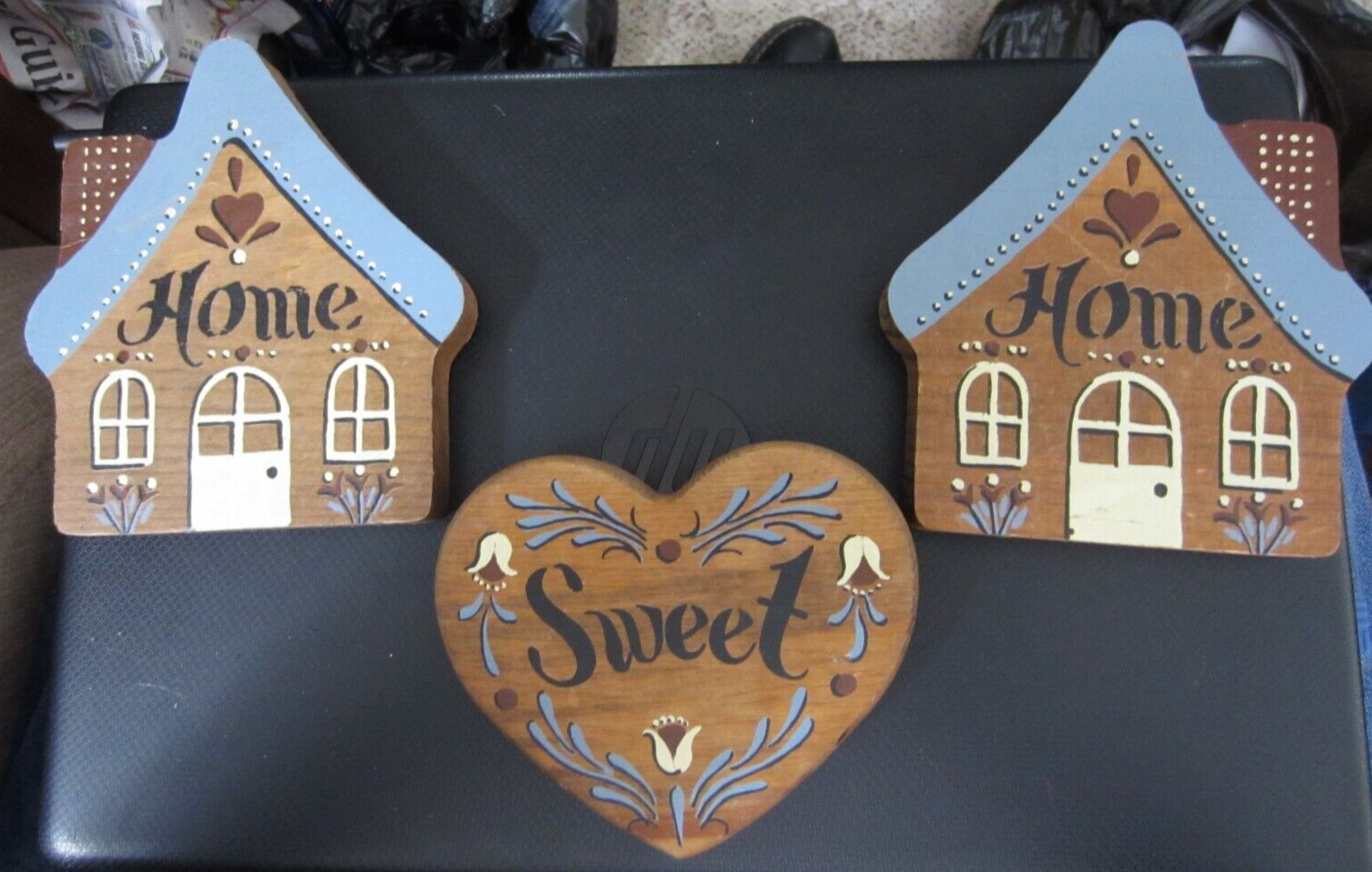Vintage Home Interiors Wood "Home Sweet Home" Wall Decor - £15.77 GBP