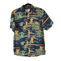 Urban Pipeline Mens Hawaiian Aloha Shirt Awesomely Soft Dinosaur Palm Navy M - £11.39 GBP