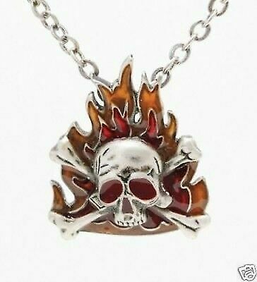 NEW 2009 MYSTICA ACCESSORY PIRATE SKULL FLAMES PENDANT - $13.99