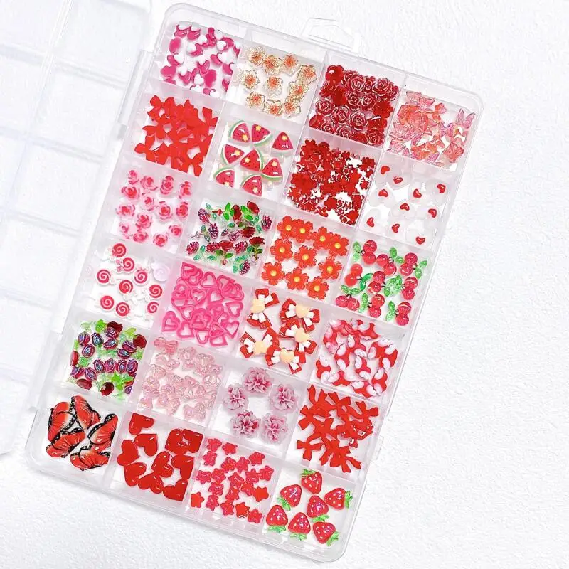 1box Hot Mixed Style 3D Nail Art Decoration Resin Flower Bowknot Heart - £10.34 GBP+