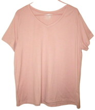 Time and Tru Women&#39;s V-Neck Relaxed Pink Short Sleeve T-Shirt XXXL 3X (2... - $8.69