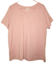 Time and Tru Women&#39;s V-Neck Relaxed Pink Short Sleeve T-Shirt XXXL 3X (2... - £6.80 GBP