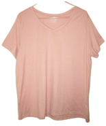 Time and Tru Women&#39;s V-Neck Relaxed Pink Short Sleeve T-Shirt XXXL 3X (2... - £6.79 GBP