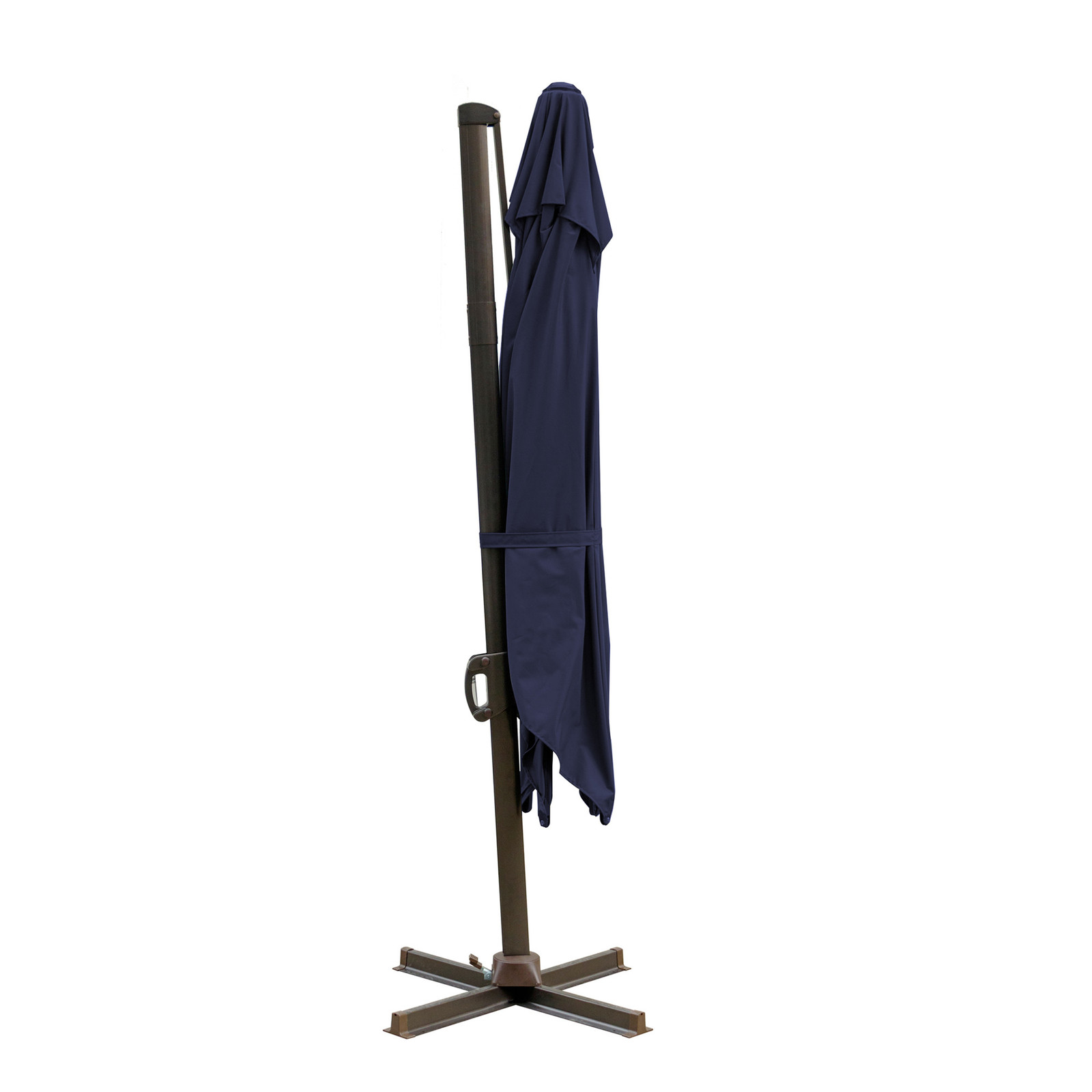 10&#39; Navy Blue Polyester Square Tilt Cantilever Patio Umbrella With Stand - $561.77