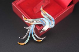Vintage Sterling Silver Enamel Bird Brooch – Colorful Marcasite Accents - $1,211.07 MXN