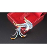 Vintage Sterling Silver Enamel Bird Brooch – Colorful Marcasite Accents - €55,71 EUR
