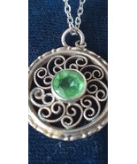 Antique Vintage Victorian 1860-s  Green Peridot Pendant on 18 inch Moder... - $147.89 CAD