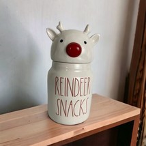Rae Dunn “Reindeer Snacks“ Christmas Rudolph Baby Canister W Reindeer To... - £31.83 GBP