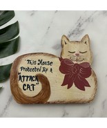 Vintage 90s This House Is Protected by a Attack Cat Hand Painted Wall Ar... - $26.72