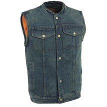 Men&#39;s Motorcycle Vest Classic Blue Denim Club Style Vest DM2238 - $1,105.52 MXN+