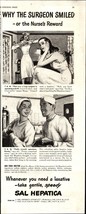 Sal Hepatica Gentle Laxative 1946 Vtg PRINT AD 5x13 Why the surgeon smil... - $25.05