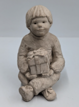 Austin Sculpture Dee Crowley Bright Eyes Happy Day Boy Sitting with Pres... - £21.20 GBP