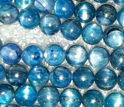 6.5mm - 7mm Medium Blue Kyanite Smooth Round Beads (10) TEN BEADS - £3.90 GBP